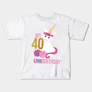 My 40 UNIBIRTHDAY - Unicorn lover Birthday party Kids T-Shirt